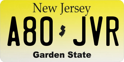 NJ license plate A80JVR