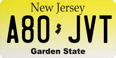 NJ license plate A80JVT