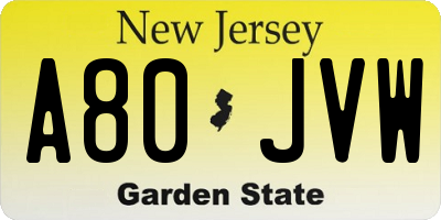 NJ license plate A80JVW