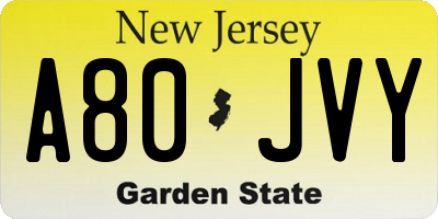 NJ license plate A80JVY
