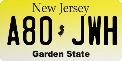 NJ license plate A80JWH