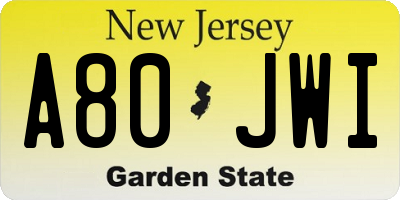 NJ license plate A80JWI