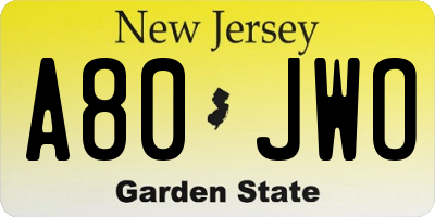 NJ license plate A80JWO