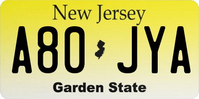 NJ license plate A80JYA