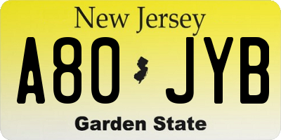 NJ license plate A80JYB
