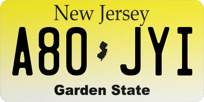 NJ license plate A80JYI
