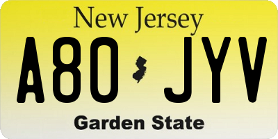 NJ license plate A80JYV