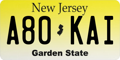 NJ license plate A80KAI