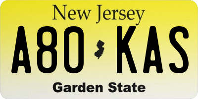 NJ license plate A80KAS