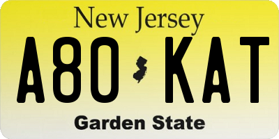 NJ license plate A80KAT