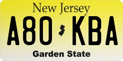 NJ license plate A80KBA