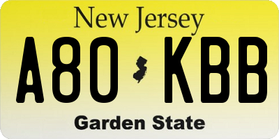 NJ license plate A80KBB