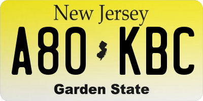 NJ license plate A80KBC