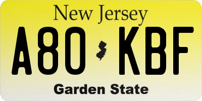 NJ license plate A80KBF
