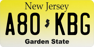 NJ license plate A80KBG