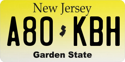 NJ license plate A80KBH