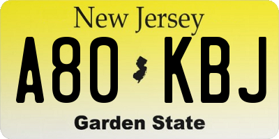 NJ license plate A80KBJ