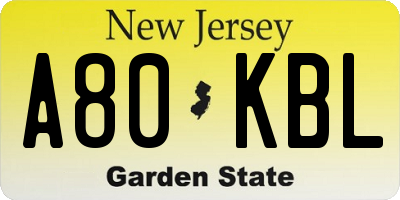 NJ license plate A80KBL