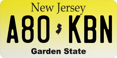 NJ license plate A80KBN