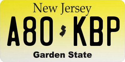 NJ license plate A80KBP