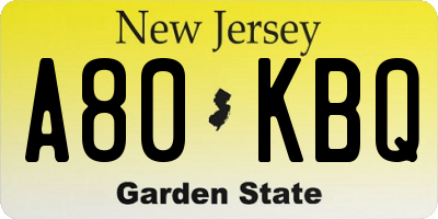 NJ license plate A80KBQ
