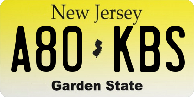 NJ license plate A80KBS