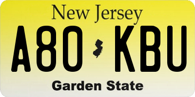 NJ license plate A80KBU