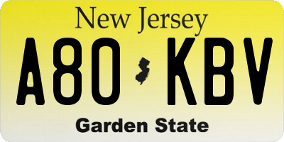 NJ license plate A80KBV