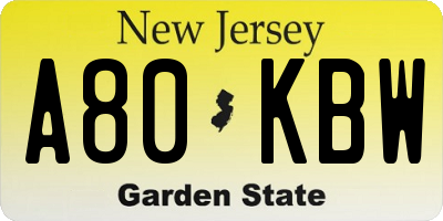 NJ license plate A80KBW