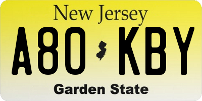 NJ license plate A80KBY