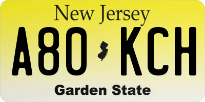 NJ license plate A80KCH