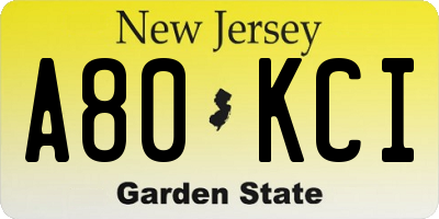 NJ license plate A80KCI