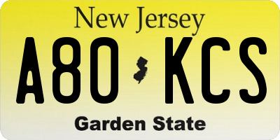 NJ license plate A80KCS