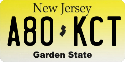 NJ license plate A80KCT