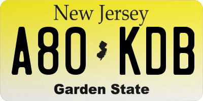 NJ license plate A80KDB