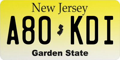 NJ license plate A80KDI