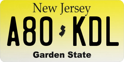 NJ license plate A80KDL