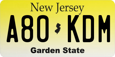 NJ license plate A80KDM