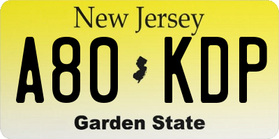 NJ license plate A80KDP