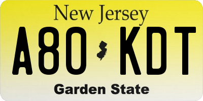 NJ license plate A80KDT