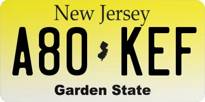 NJ license plate A80KEF
