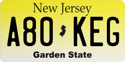 NJ license plate A80KEG