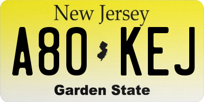 NJ license plate A80KEJ