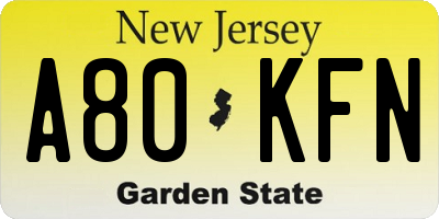 NJ license plate A80KFN