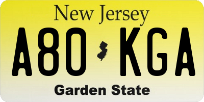 NJ license plate A80KGA