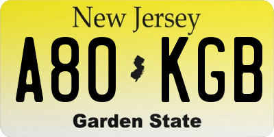 NJ license plate A80KGB