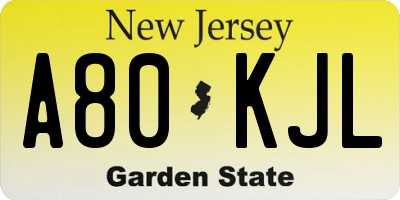 NJ license plate A80KJL