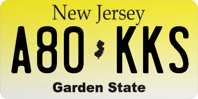 NJ license plate A80KKS