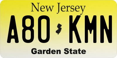 NJ license plate A80KMN