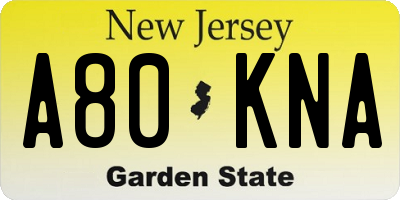 NJ license plate A80KNA